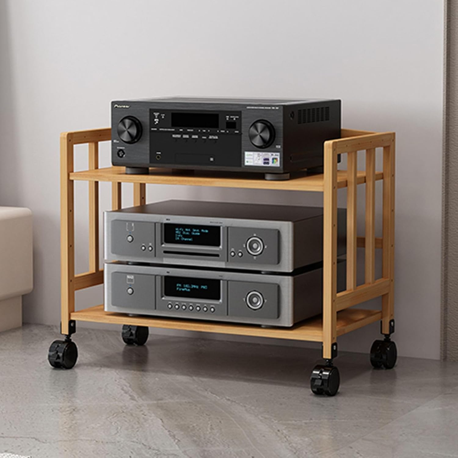 2/3/4/5 Tiers Mobile Stereo Racks and Stands on Wheels