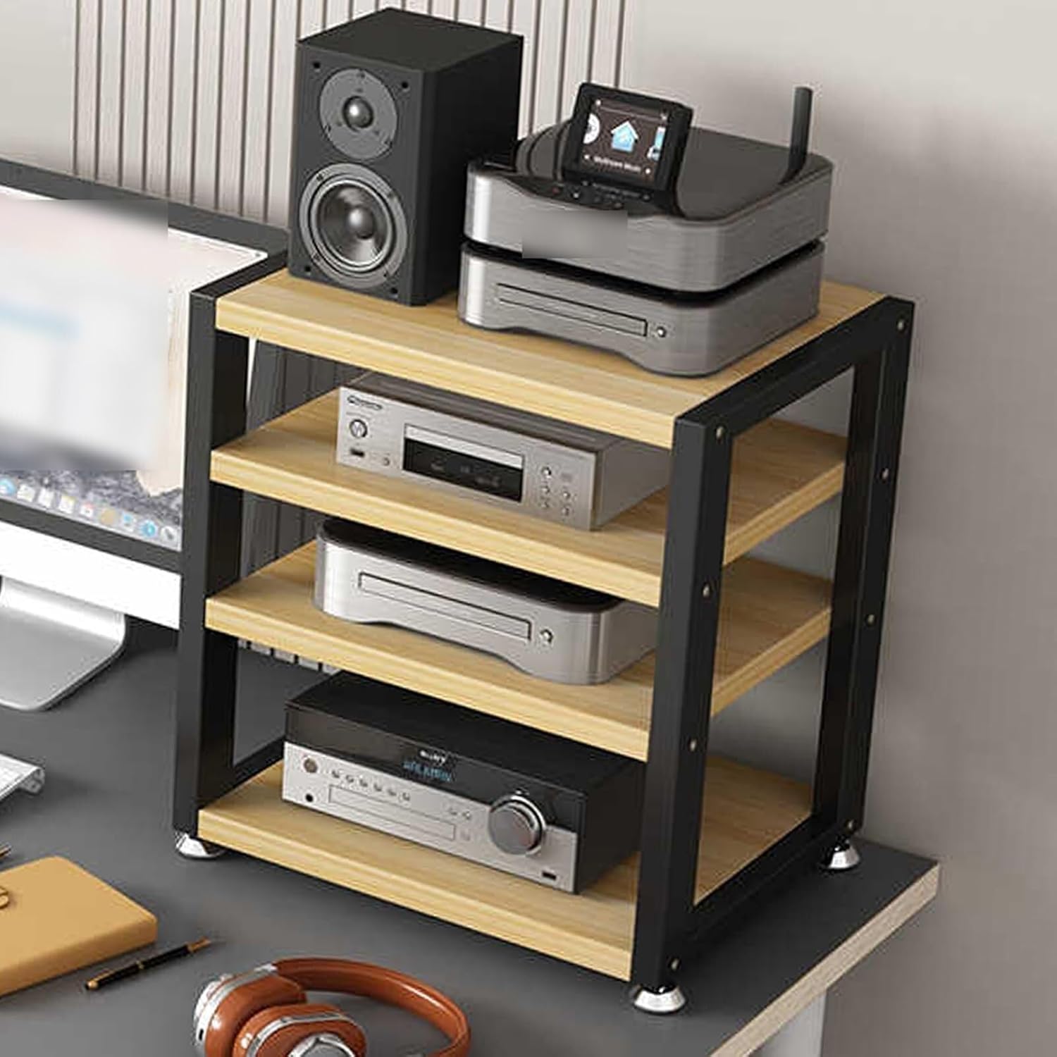 4-Tier Desktop Audio Media Rack