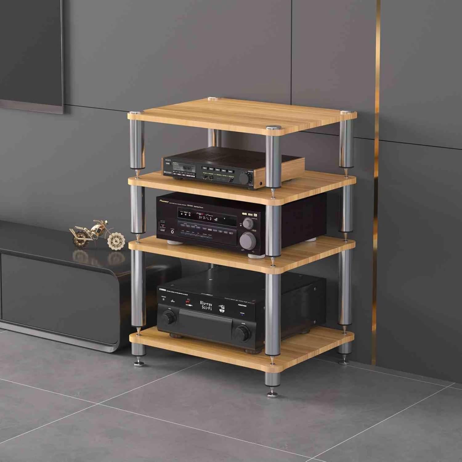 ZIHESY Rack Audio Tower AV Media Stand 4-Tier Metal Media Console Cabinet Shelf