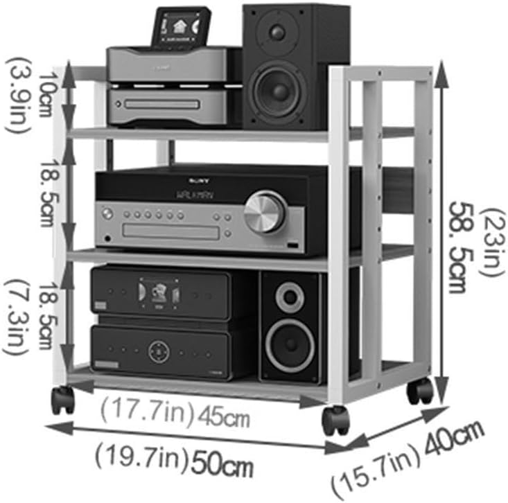 UYCVT Movable Media Stand 3/4/5/6-Tier Movable Media Stand Cd Player Stand Audio Rack Tower Av Cabinet-3 Tier