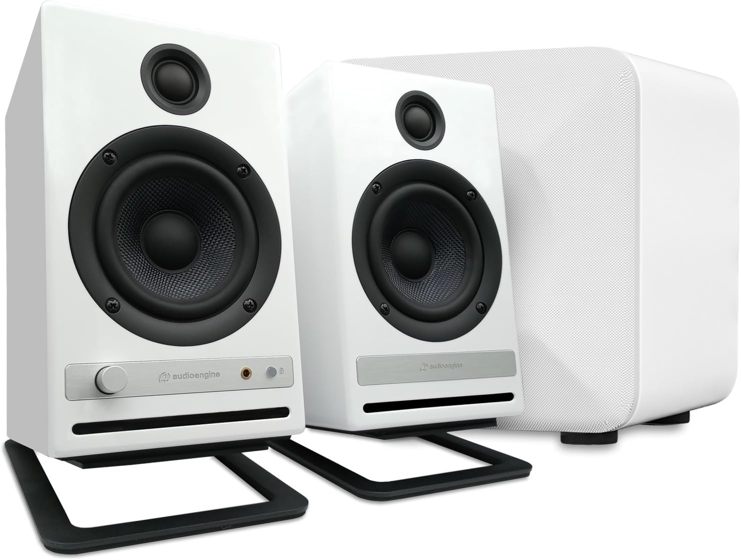 Audioengine HD4 White 120 Watt Bluetooth Bookshelf Speakers with S6 DS2M for Music Gaming Movies Studios Dorms Bedrooms Offices