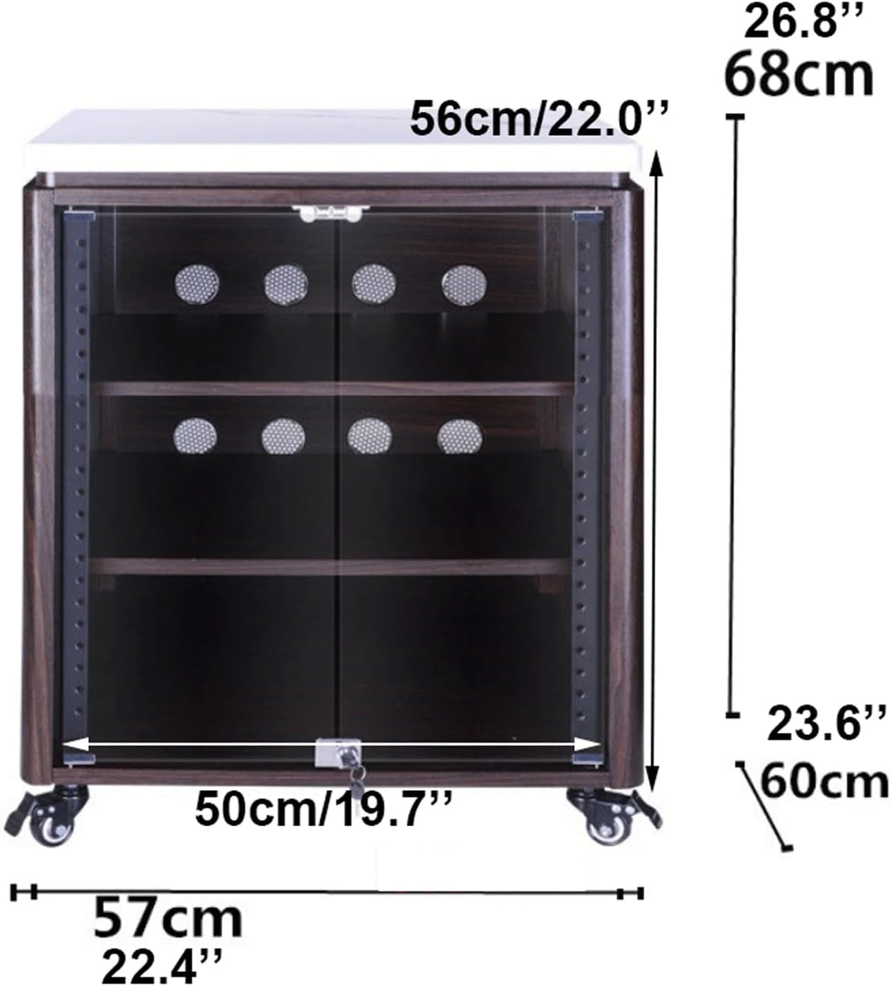 XMFBSY Medios AV Media Stand with Wheels Modern Media Storage Cabinet with Adjustable Shelves Wooden Stereo Cabinet for DVD Players Games Consoles Organizer(3 Tier)
