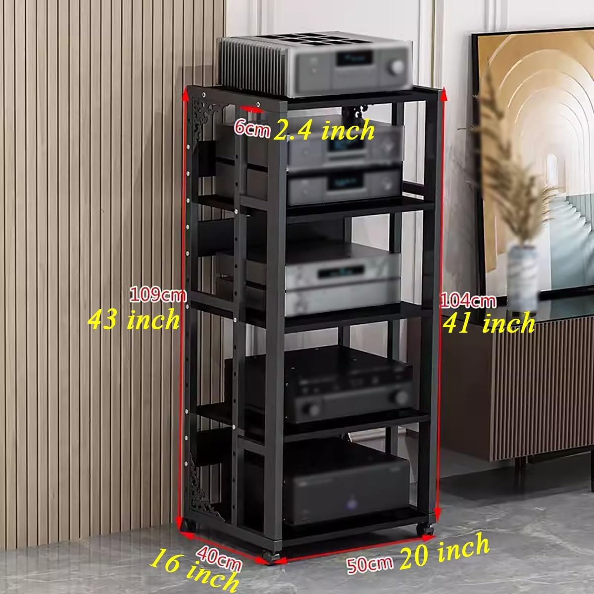 WUHUQN Media Stand 5 Tier Stereo Stands for Living Room Home