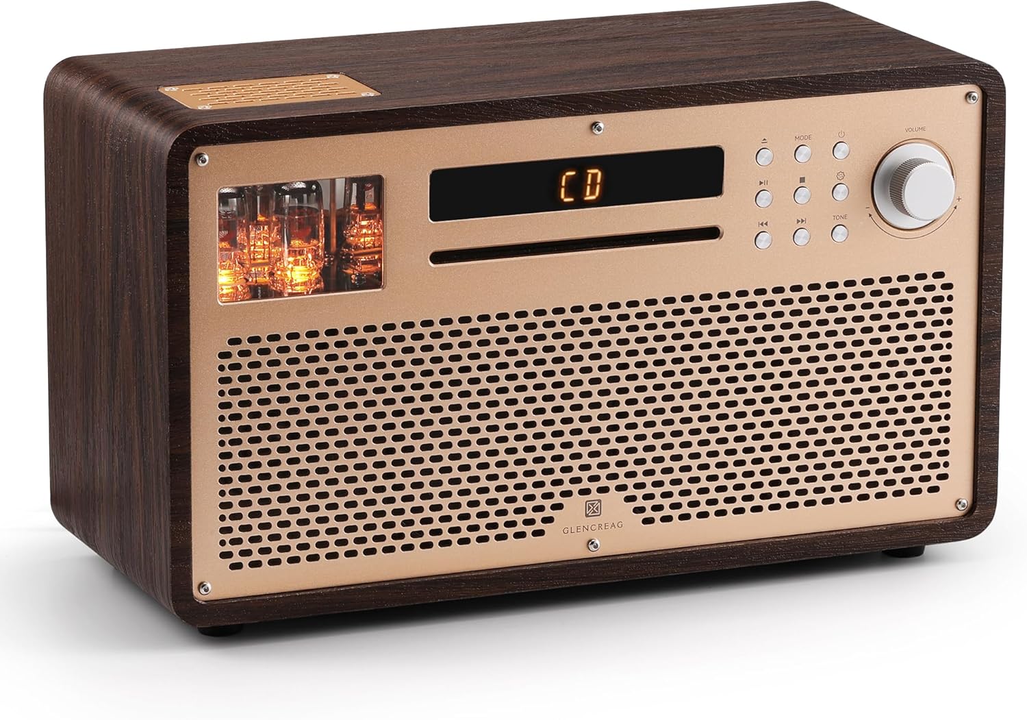 GLENCREAG VTS01 HiFi Vacuum Tube Speaker Amplifier with ECC82 Tubes CD/FM/BT/USB/RCA/Optical/Coaxial Inputs | Custom Sound Tuning & Remote Control