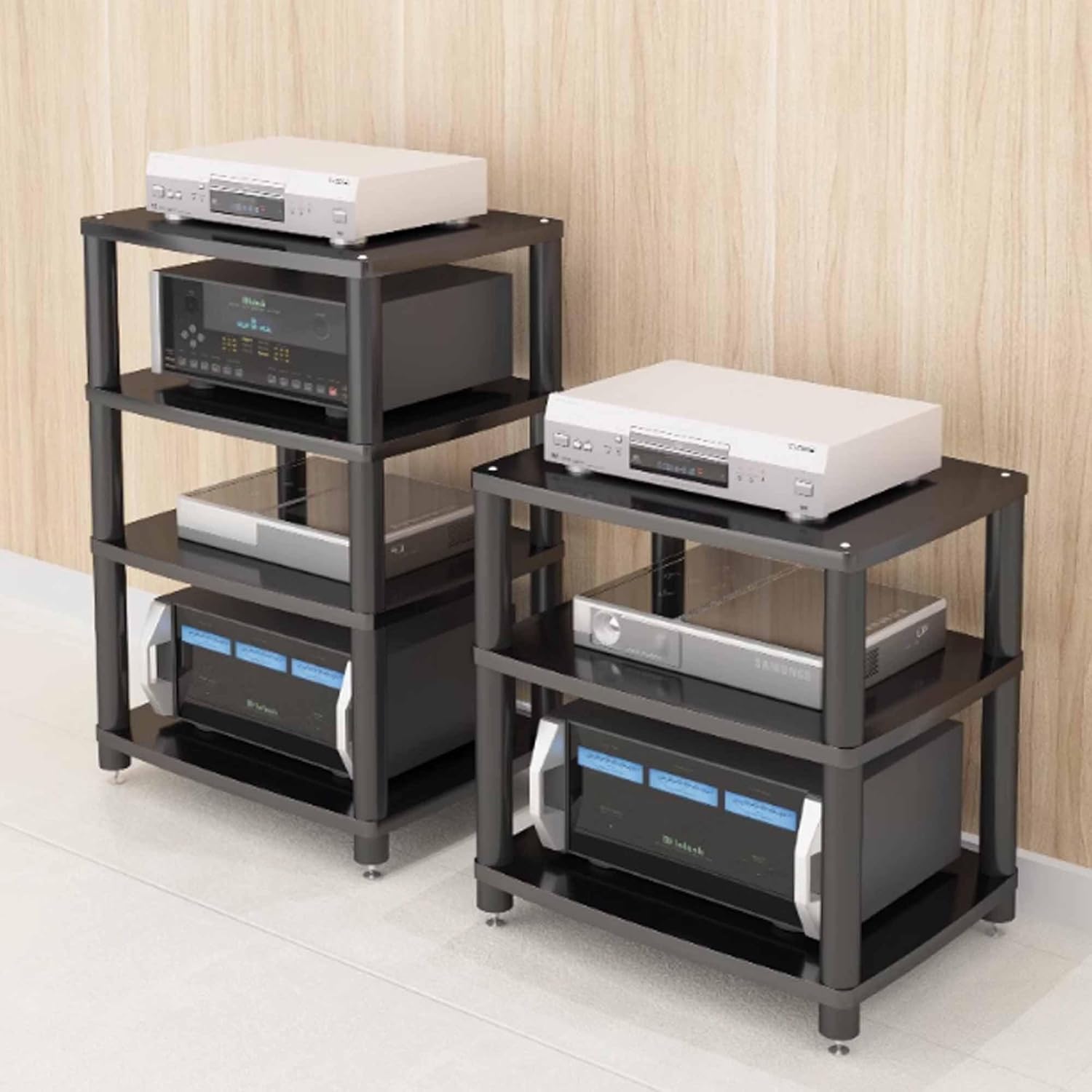 SRDCAIM AV Media Stand audio-video shelving Audio Component Rack Amplifier Rack Shelf Wooden Stereo Cabinet Audio Rack Tower for Recording Room