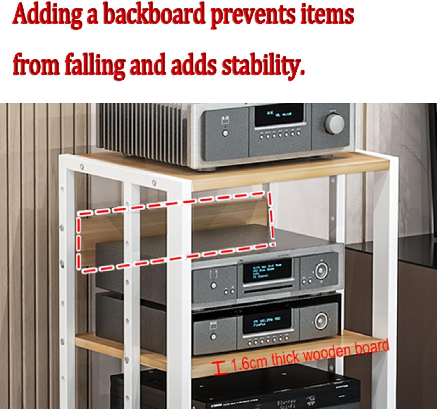 AErosx 4-Tier Audio Video Components Cabinet with Height Adjustable Wooden Shelf