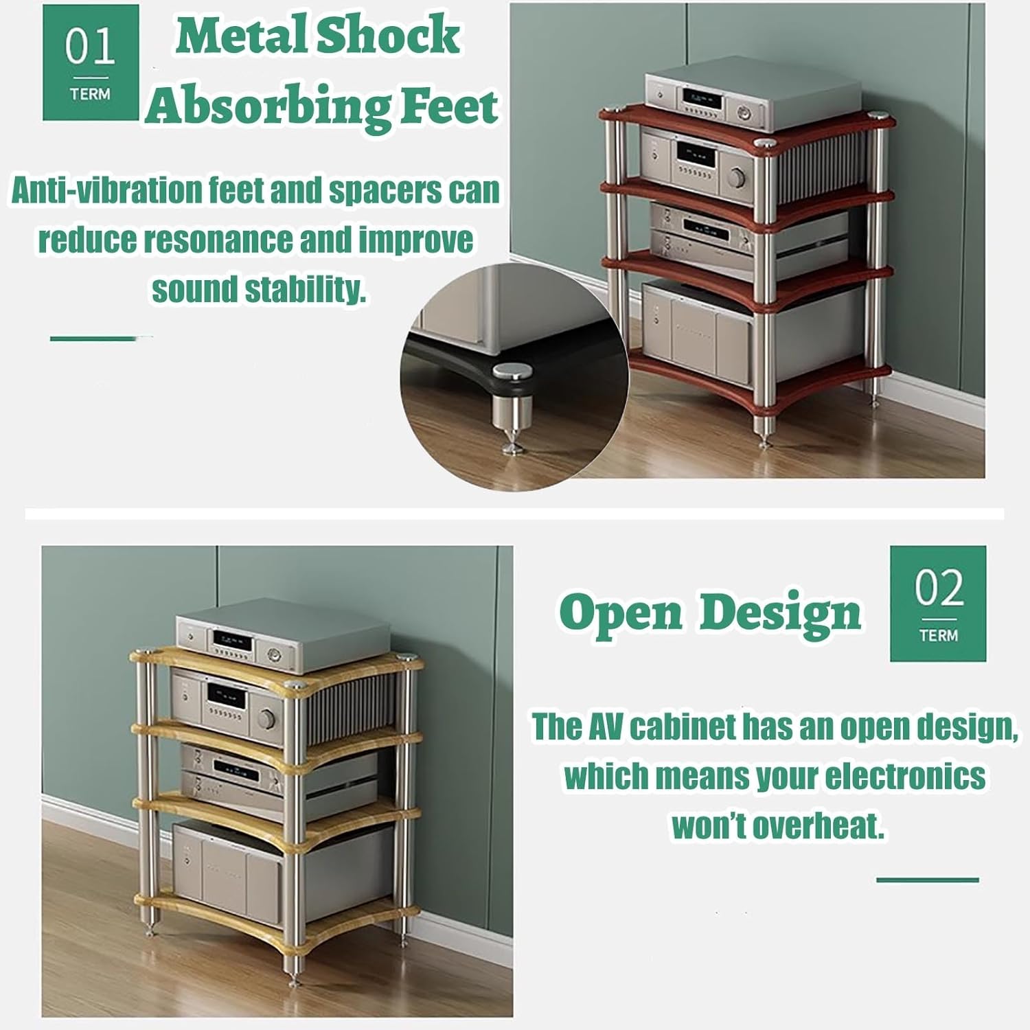 Elitix 1 2 3 4 Tier Audio Cabinet Media Stand