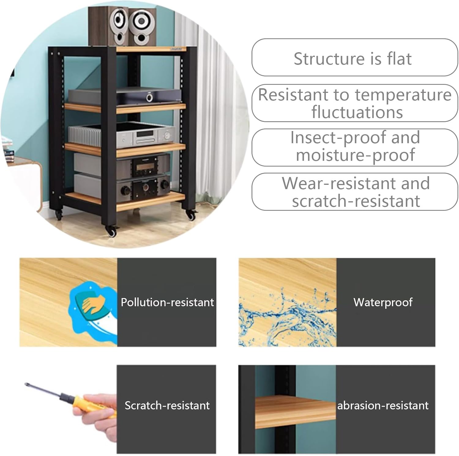 THNSAWX Media Stand with Adjustable Shelves