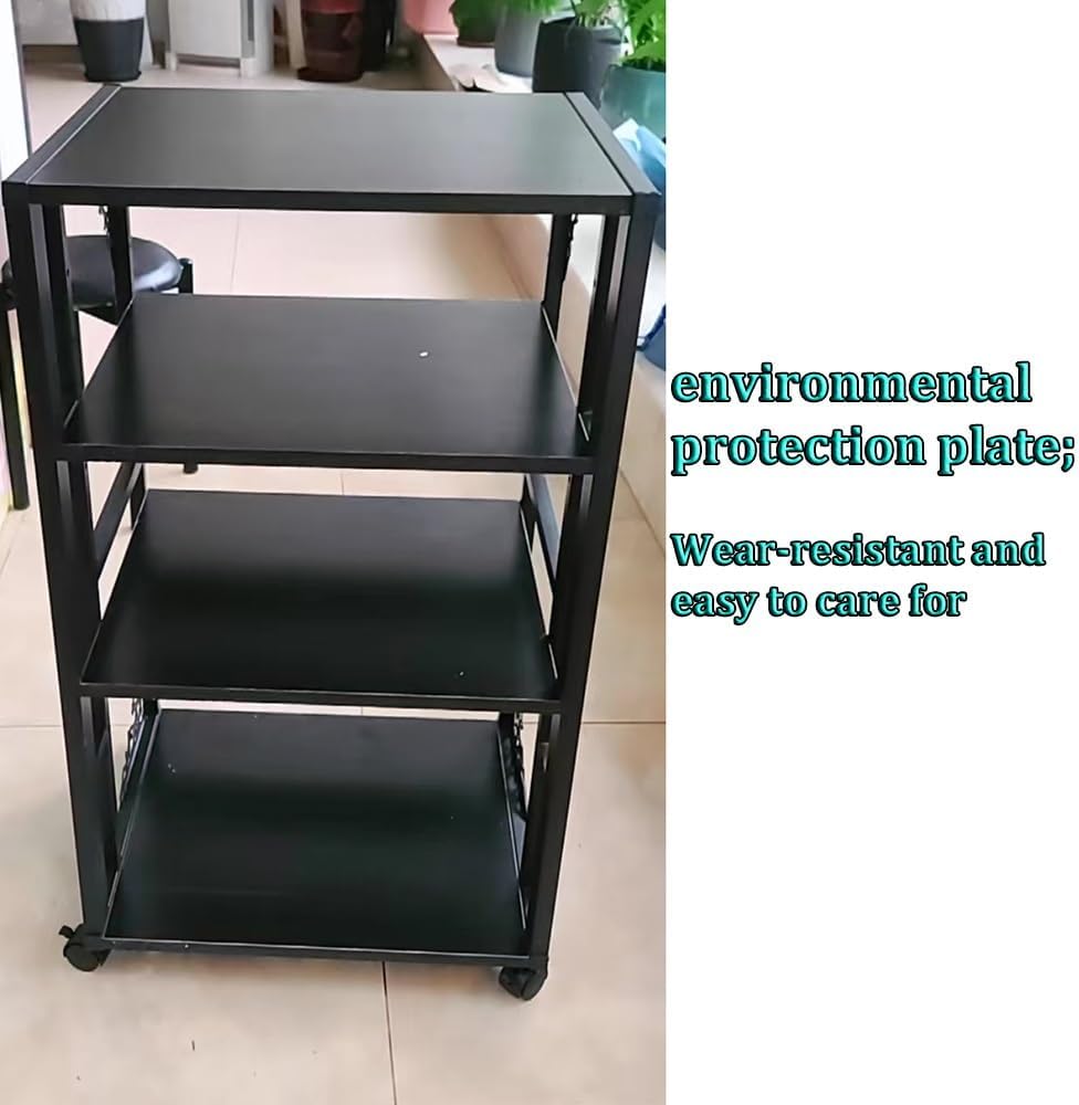 Heavy-Duty 5-Tier AV Media Cabinet on Wheels - Adjustable HiFi Audio Rack