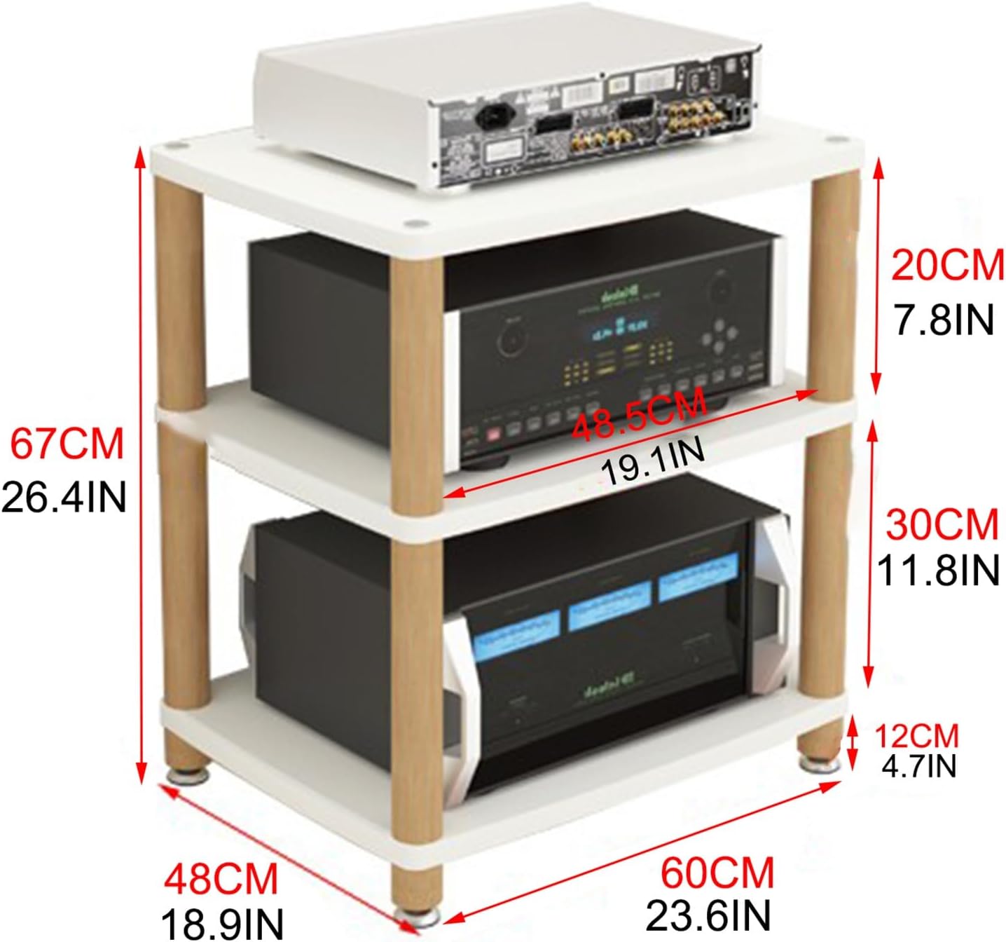 AV Media Stand Stereo System Entertainment Components Cabinet with Silent Foot pad