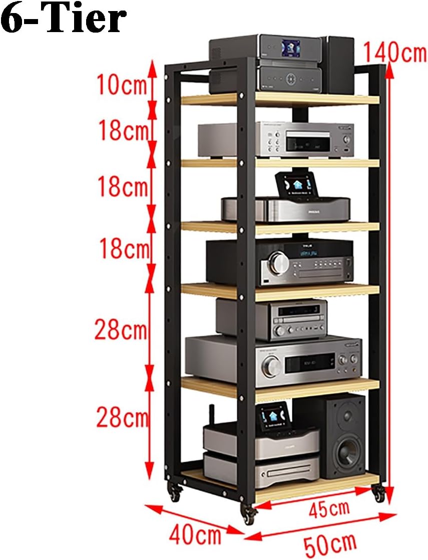 HYETYDV Rack AV Shelf Audio Video Rack Cabinet with Adjustable Shelves