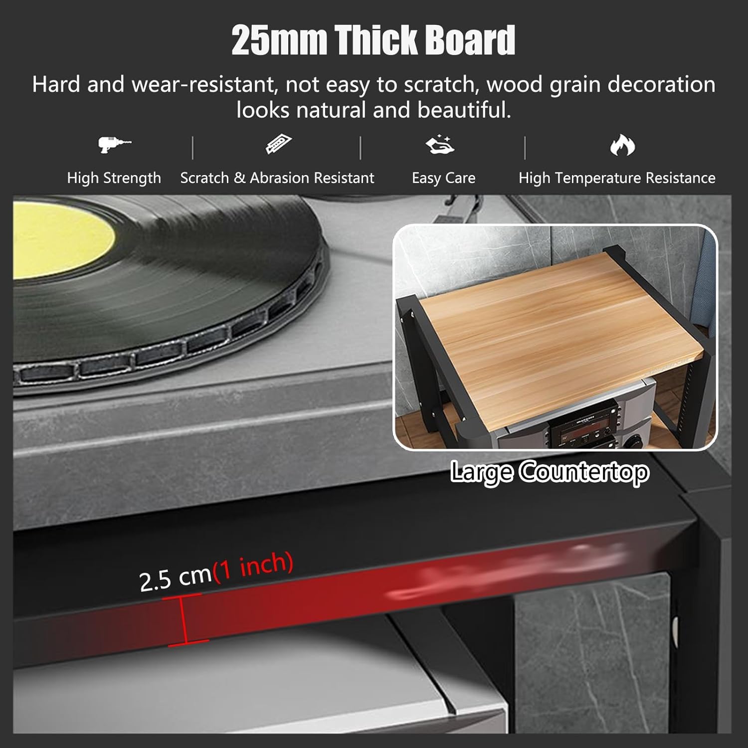 RENLXFI Modern Audio-Video Media Stand with 2 3 4 5 Height-Adjustable Shelves