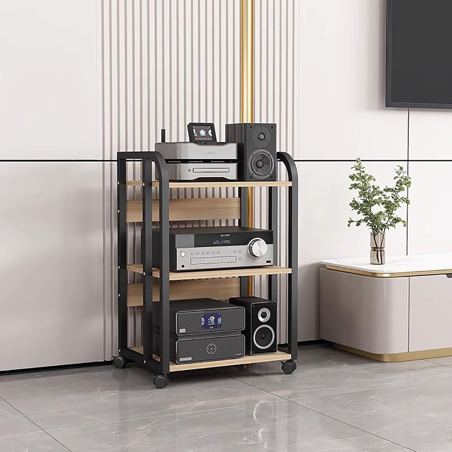 HOFSSI 3-5 Tier Media Stand Audio/Video Component Cabinet for Store Cable Boxes