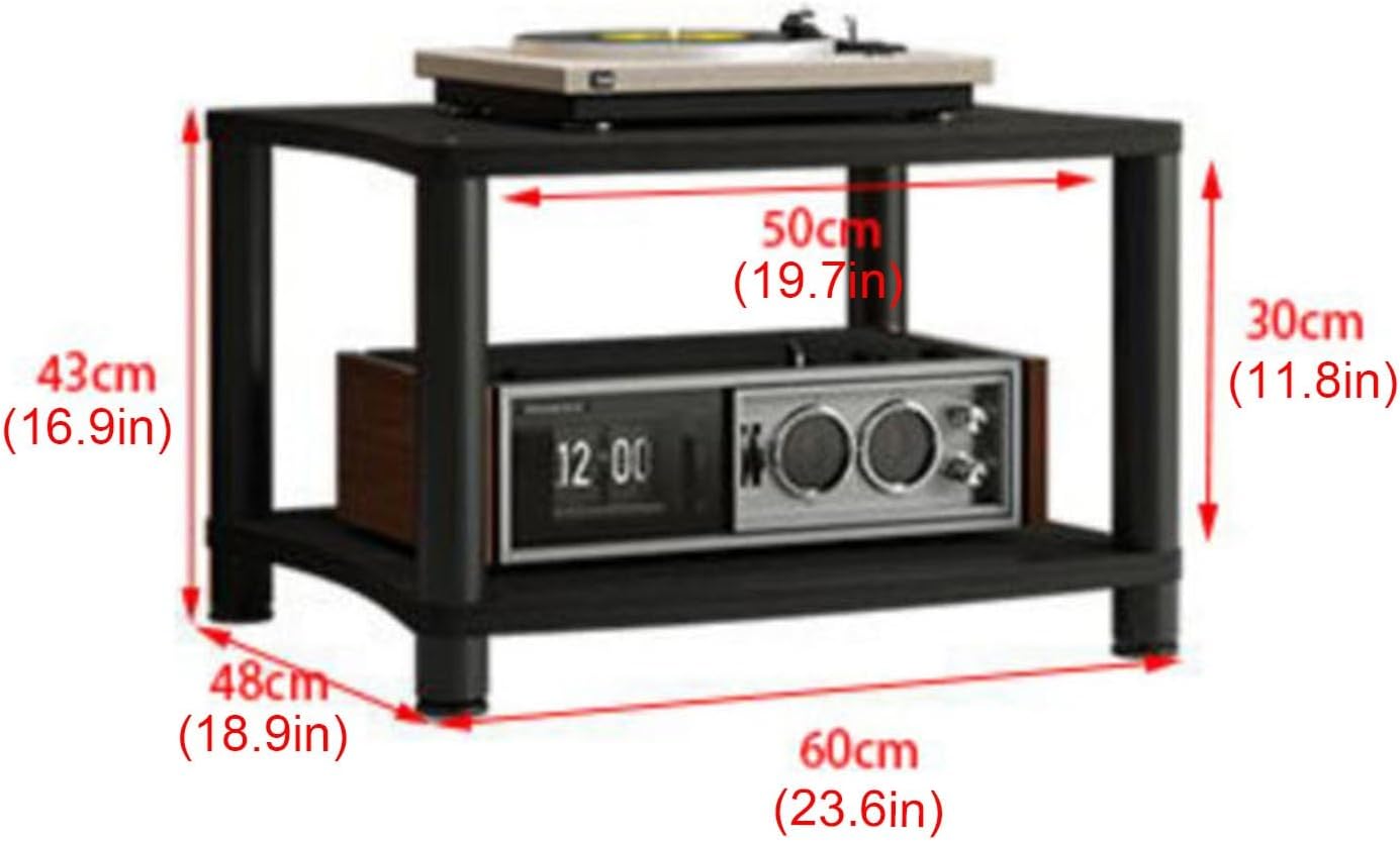 2/3/4-Tier Audio Rack Tower Floor-Standing AV Media Stand Corner Shelf Record Player Stand Stereo Component Cabinet with Wooden Shelves for Home/Office/Theater(Color:C