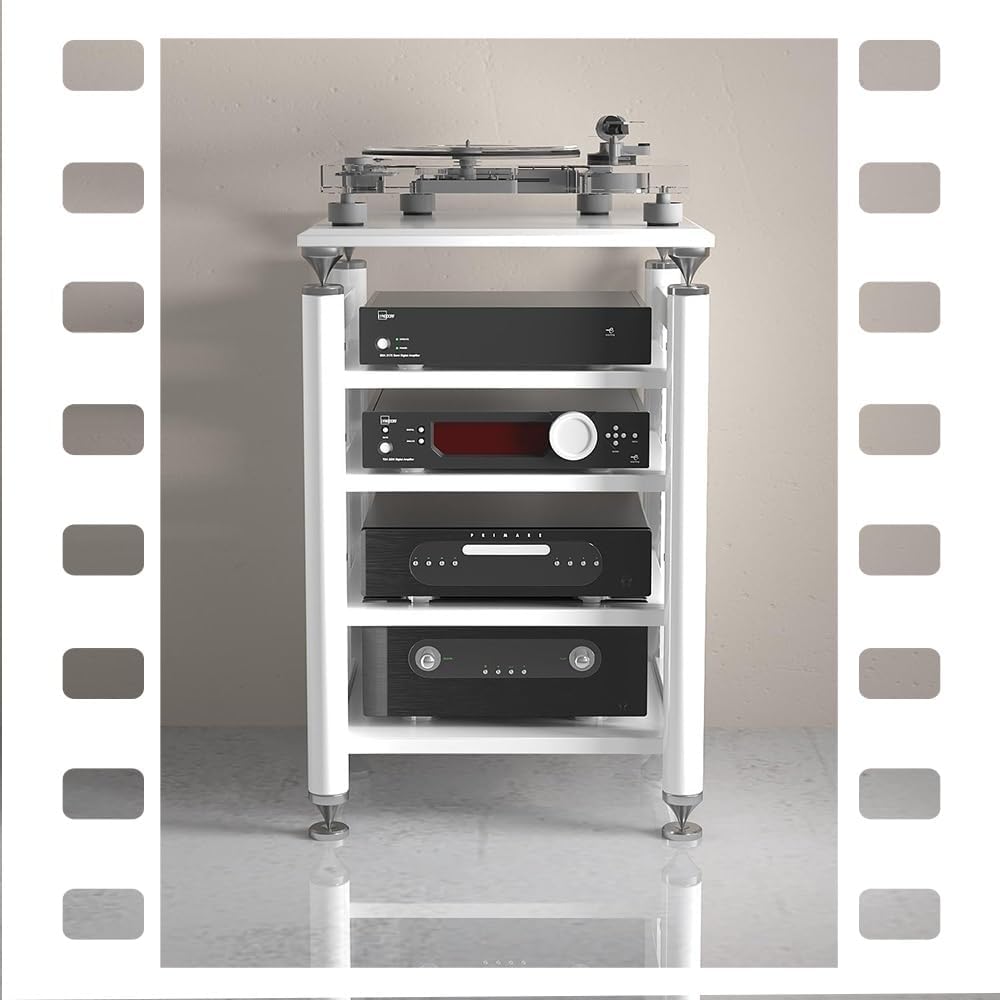 BIUBPW HiFi Stand AV Media Stand with Adjustable Shelves 3 4 5Tier Record Player Stand