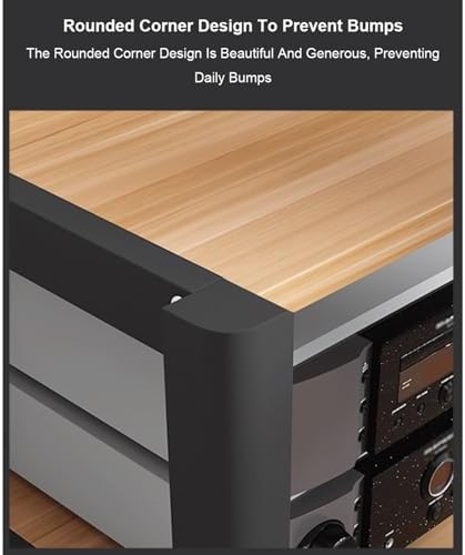 HiFi Stereo Audio Tower Rack - 3 Tier Wooden Media Stand with Adjustable Shelves