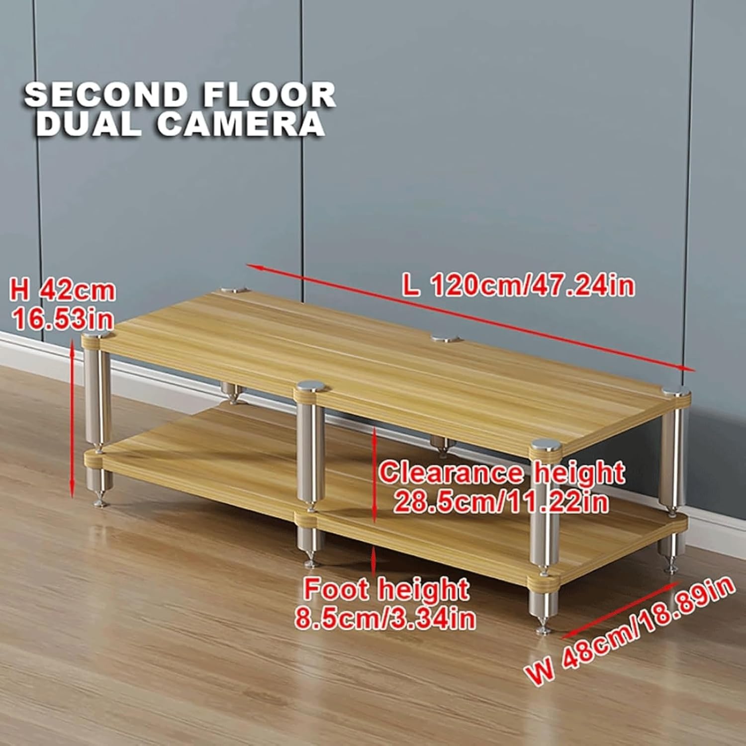 PZEOB Stereo Stands Modern Audio Rack Tower AV Media Stand Wooden Tiered Shelves 2 Tier