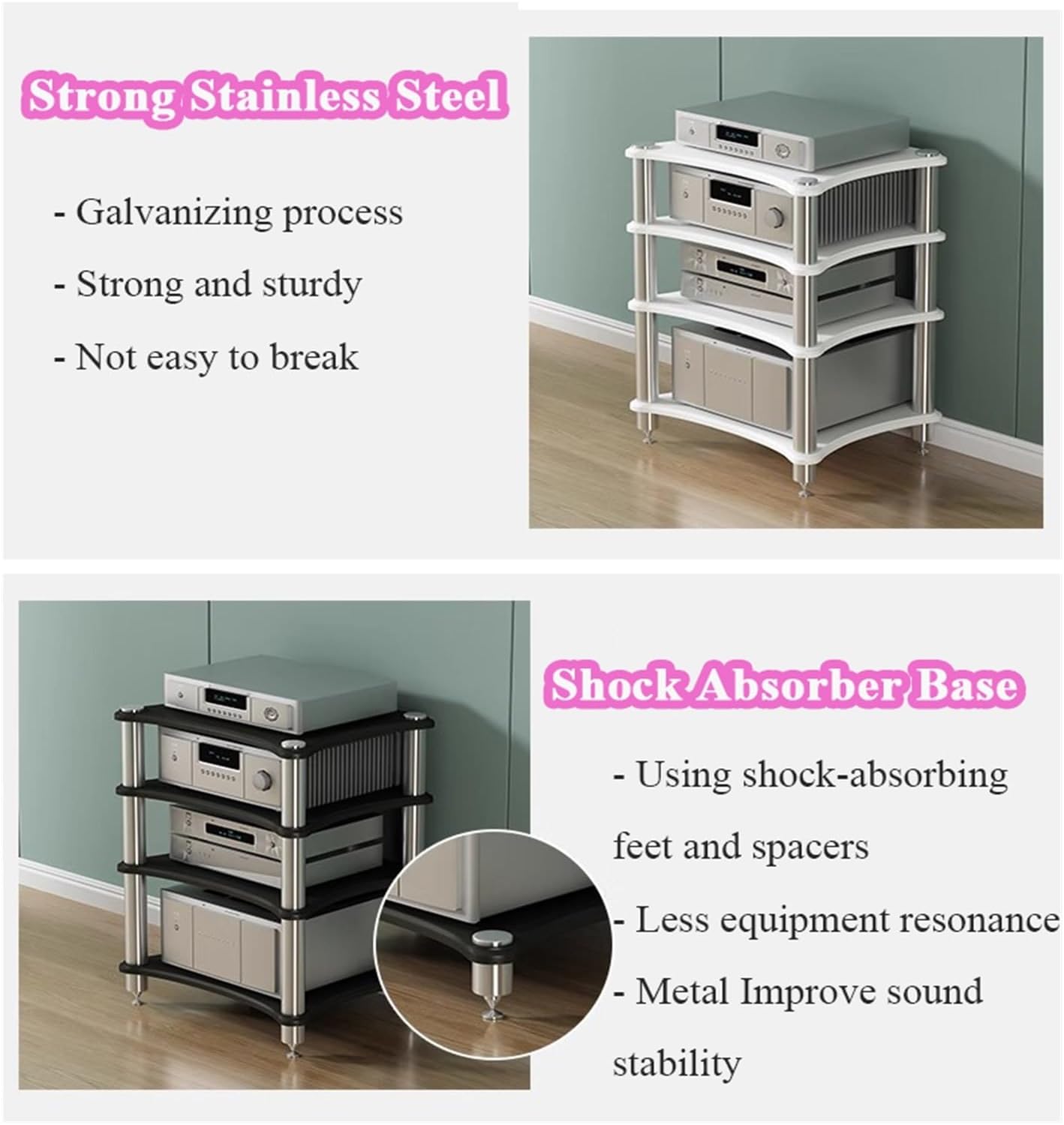 Audio Rack 4 Tier Stereo Amplifier Speaker Stand