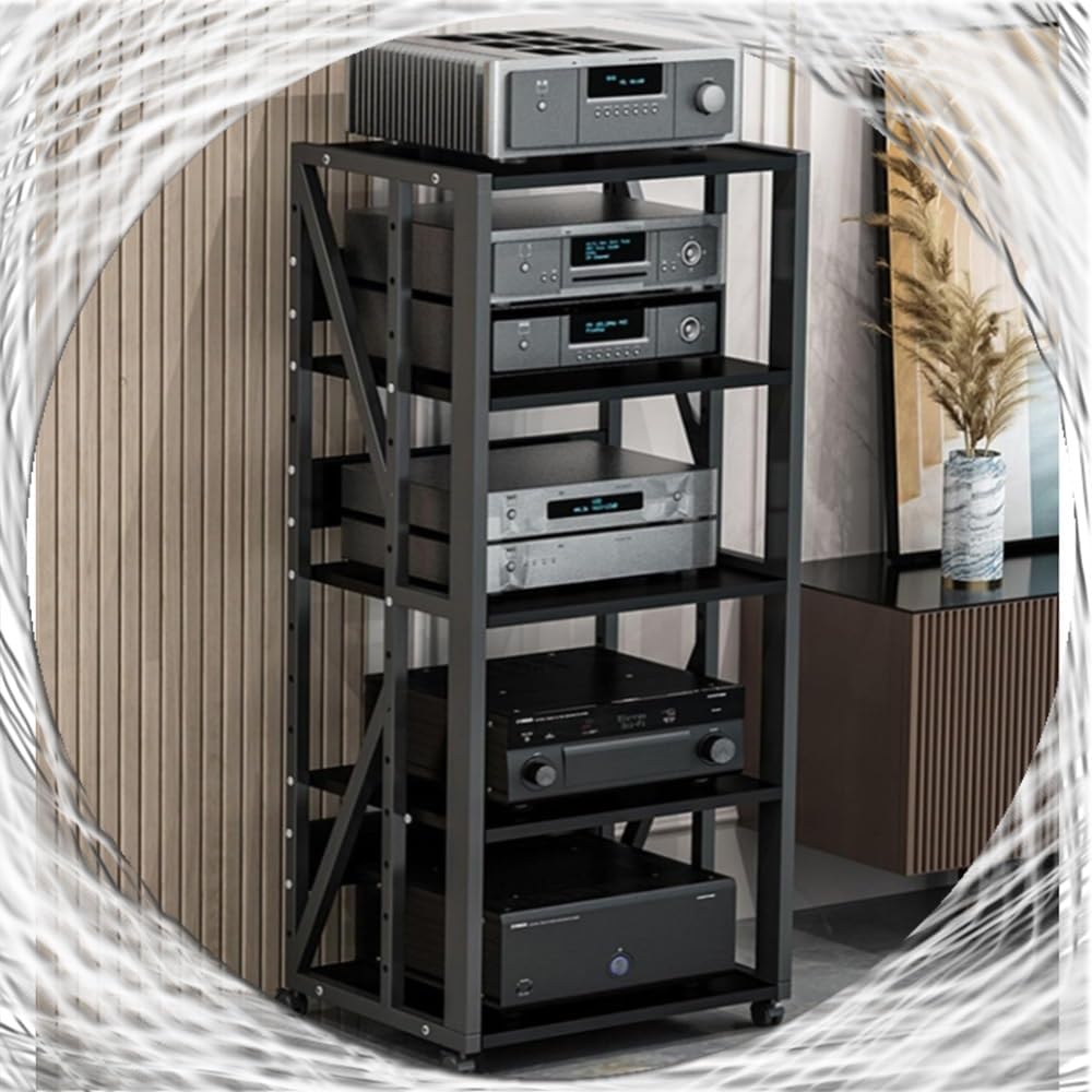 NILZA 3/4/5 Tier Stereo Cabinet Rolling Audio Rack Modern AV Cabinet Audio Video Media Stand