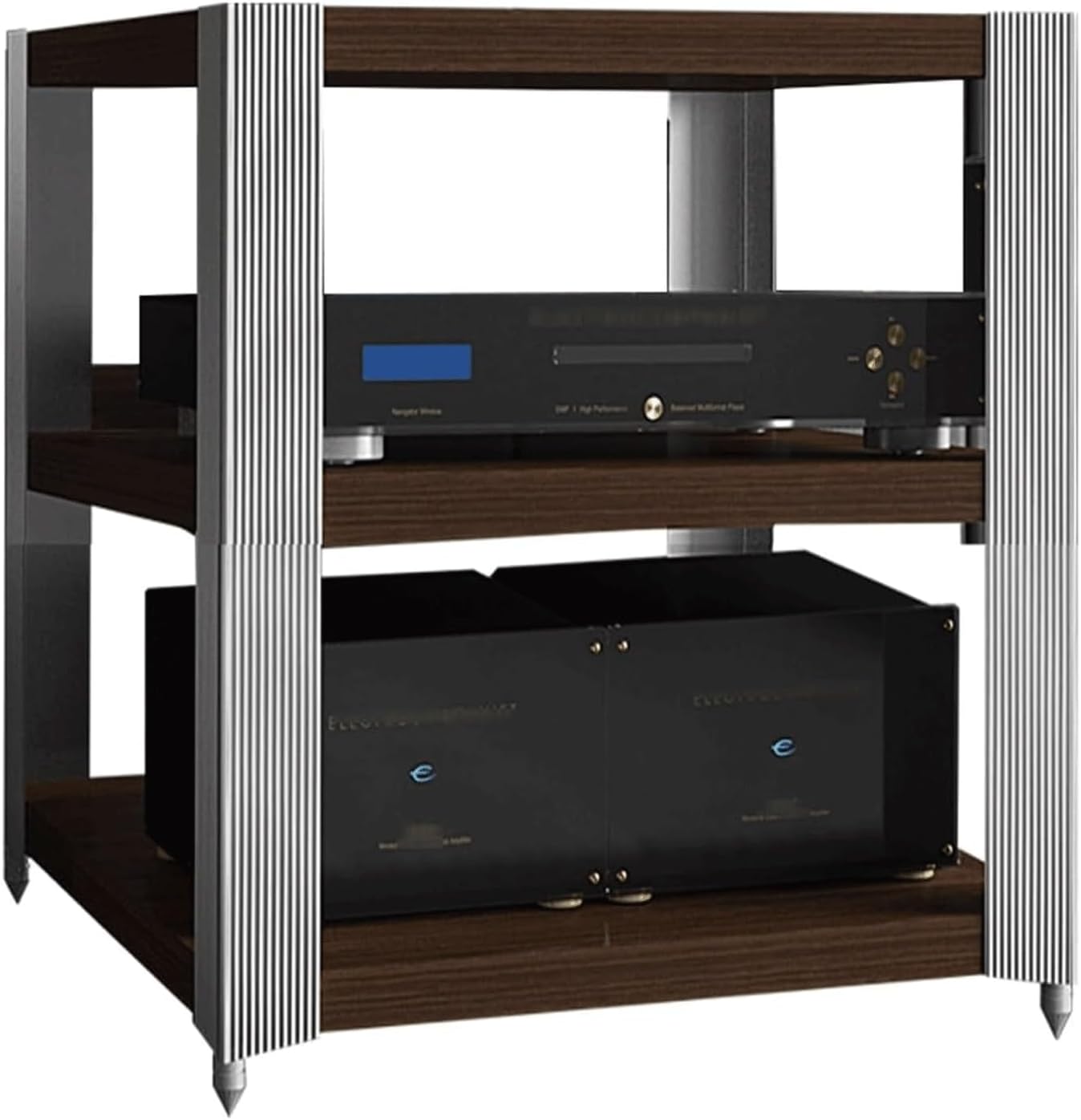 PZEOB Audio Tower Rack 2/3 Tier Audio-Video Media Stand Wooden Stand Stereo Cabinet Corner for Home