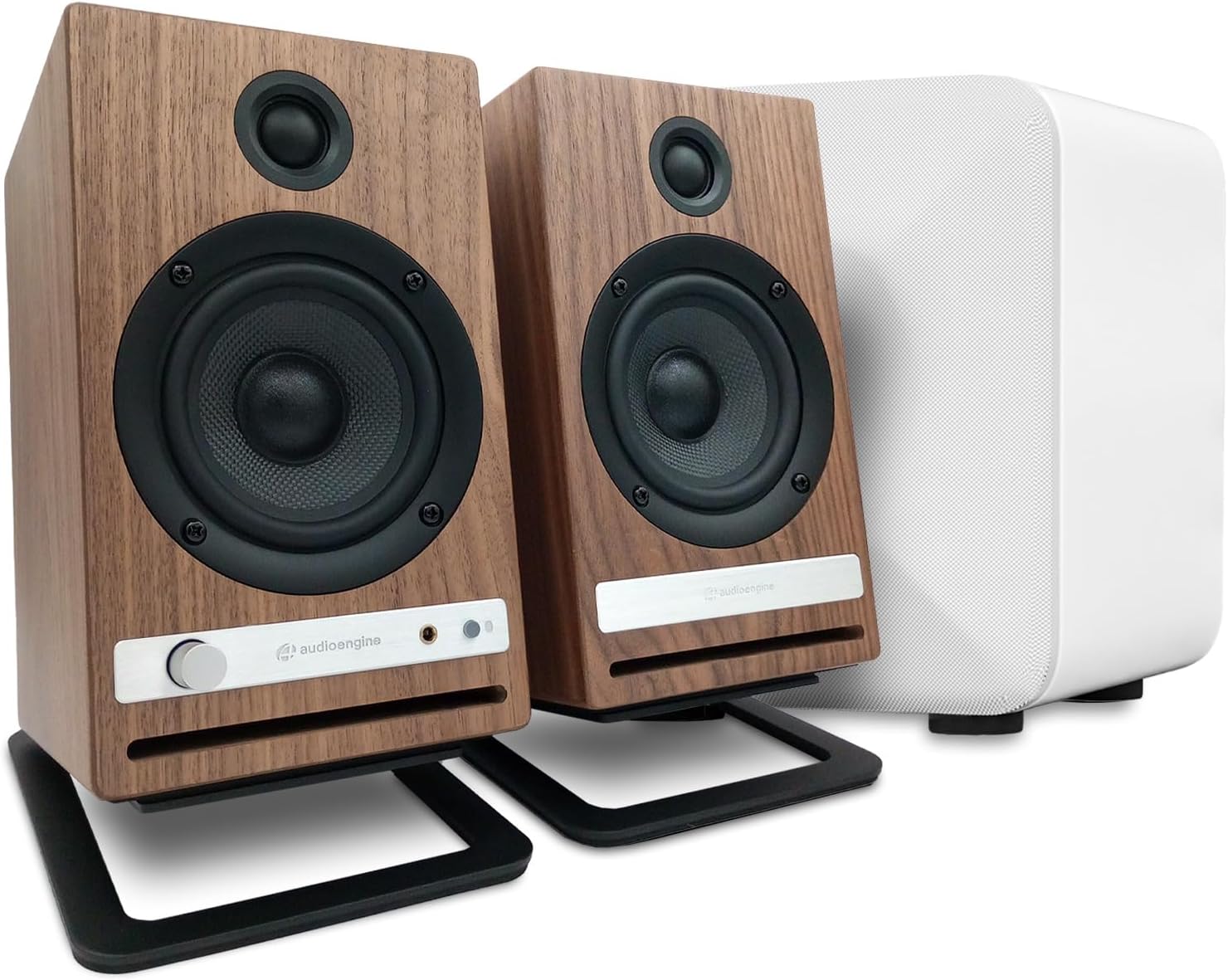 Audioengine HD4 White 120 Watt Bluetooth Bookshelf Speakers with S6 DS2M for Music Gaming Movies Studios Dorms Bedrooms Offices