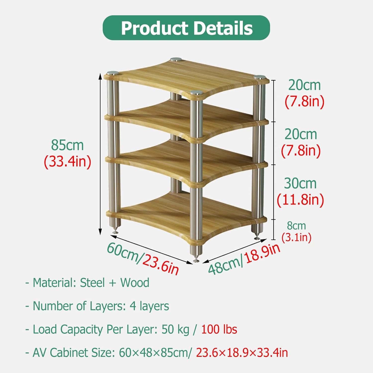 85Cm High Amplifier Rack Shelf/Audiovideo Shelving