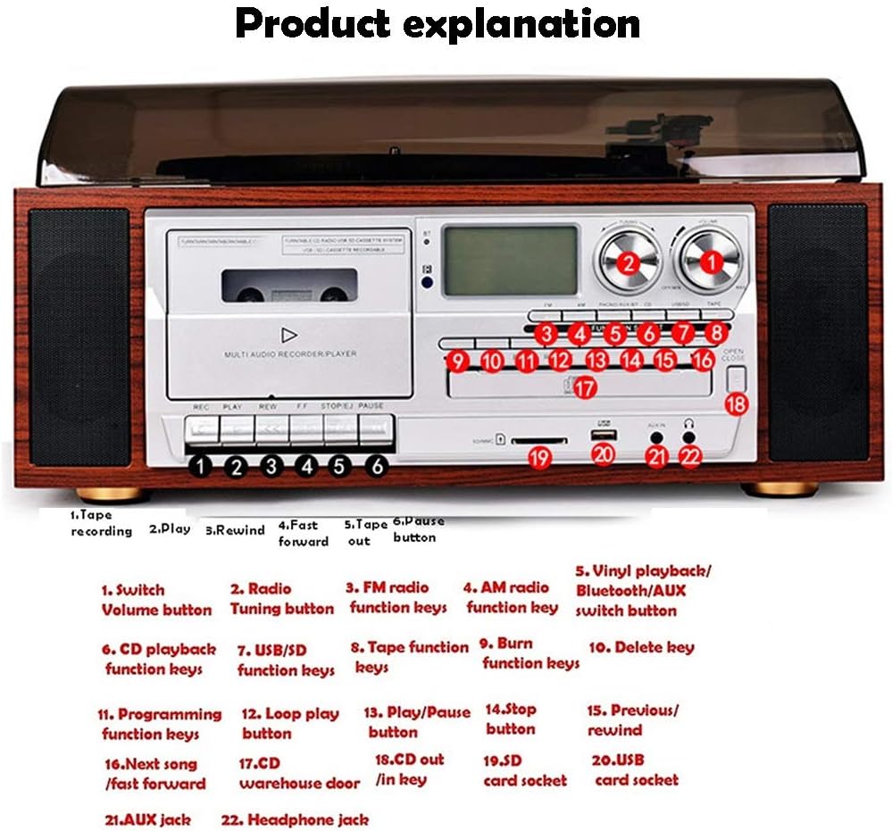 Bluetooth Record Player Turntable with Stereo Speaker