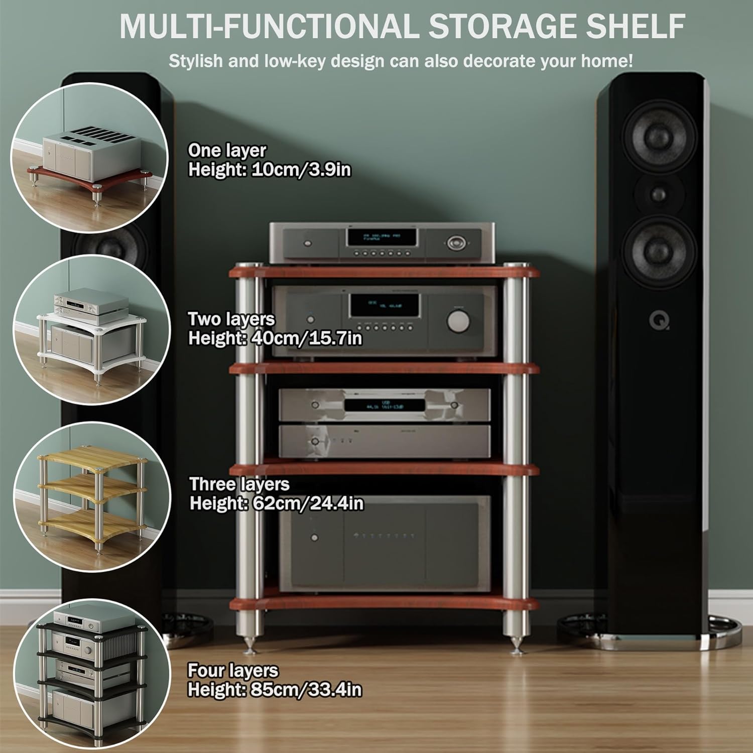 HYETYDV 1/2/3/4 -Tier AV Media Stand Corner Shelf