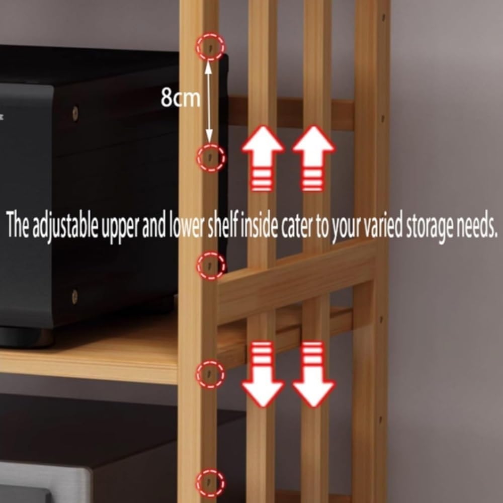 NILZA Media Player Stand Wood DVD/CD Rack Audio Stand Power Amplifier Theater Equipment Cabinet With Wheels Movable Multipurpose Storage Cart 4-Tier Wooden Shelf For Home/Office/Theatre(2 Tier-high 53