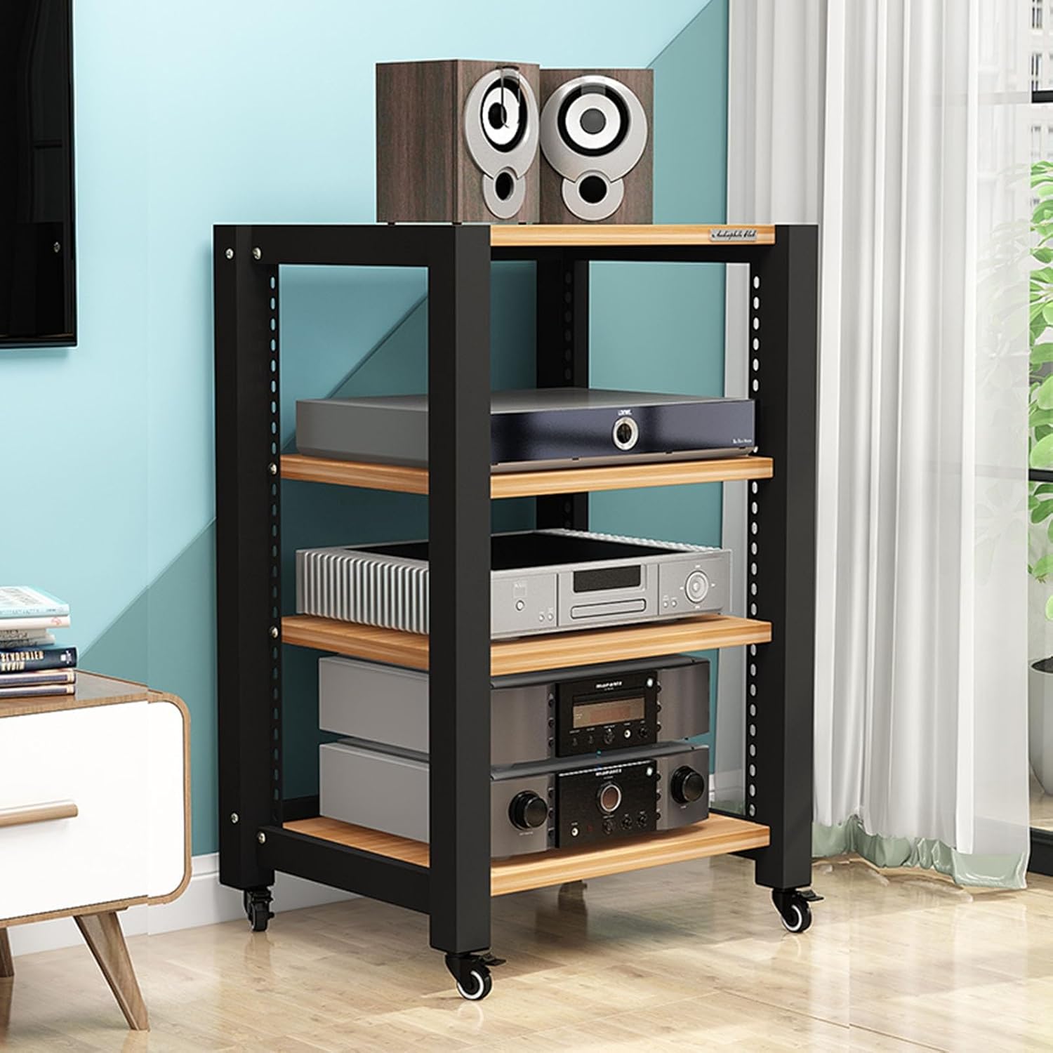 4/5 Tier Audio Rack CD Media Player Stand Audio/Video Component Cabinet