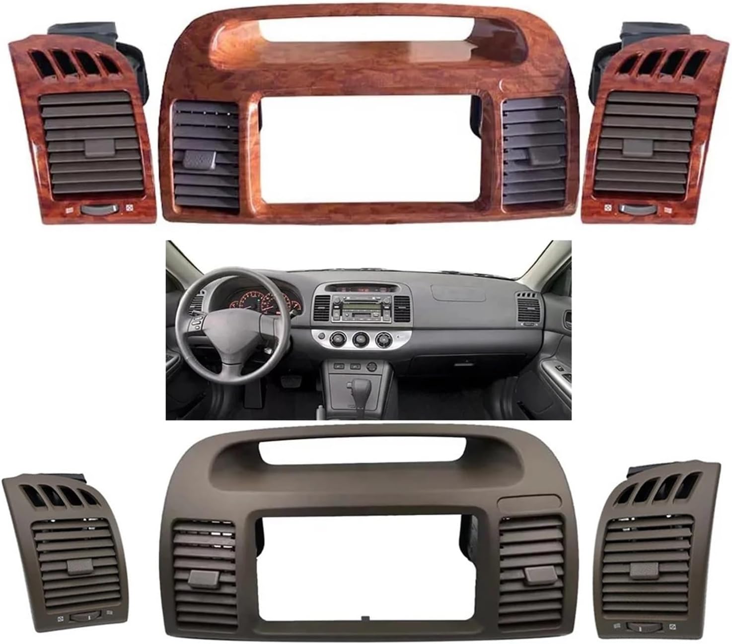 Air Vent Outlet Compatible for Toyota Camry 5 2002 2003 2004 2005 2006 Compatible for Fascia Auto Stereo Panel Mounting CD DVD Radio Dashboard(2600mAh)