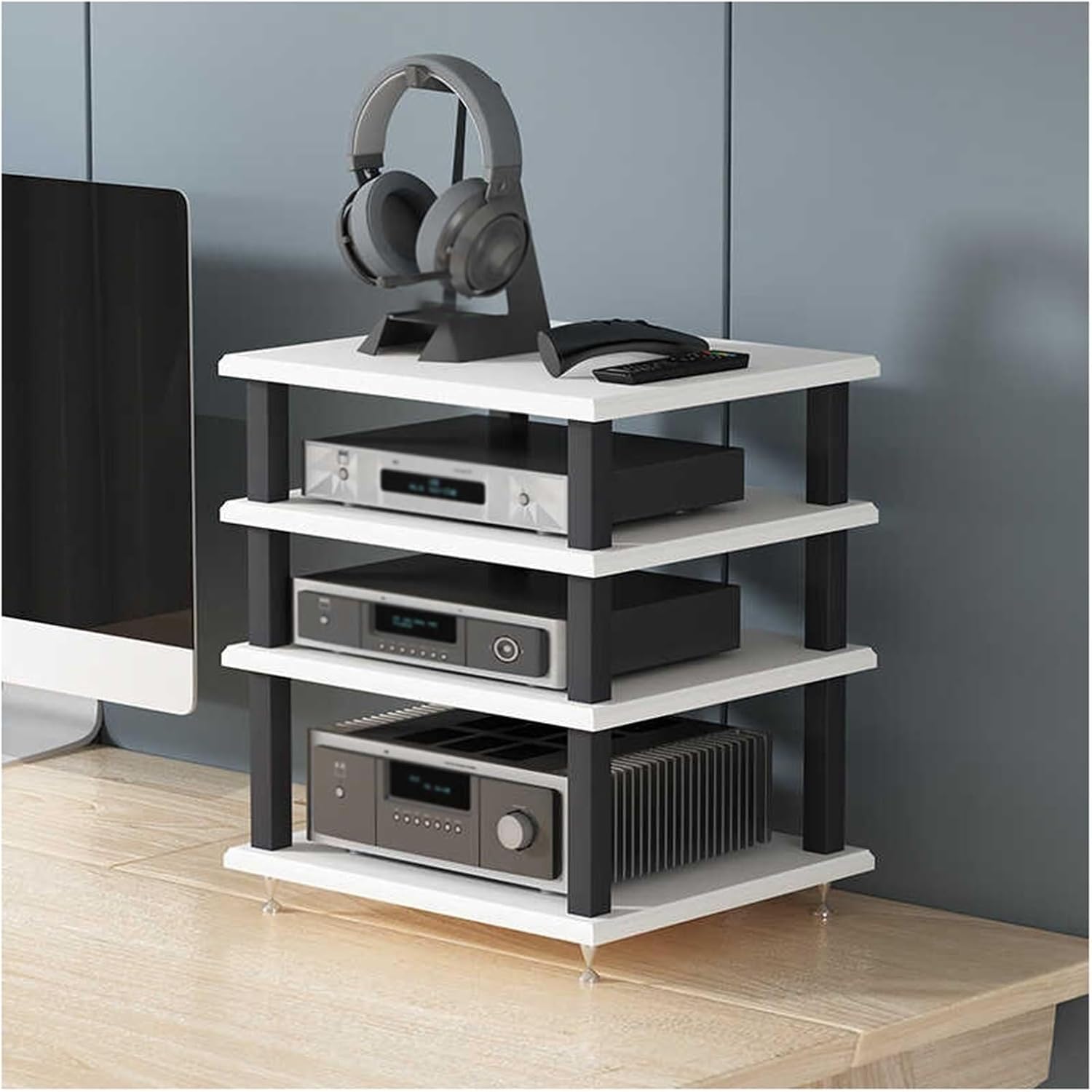 4-Tier Desktop Audio Media Rack