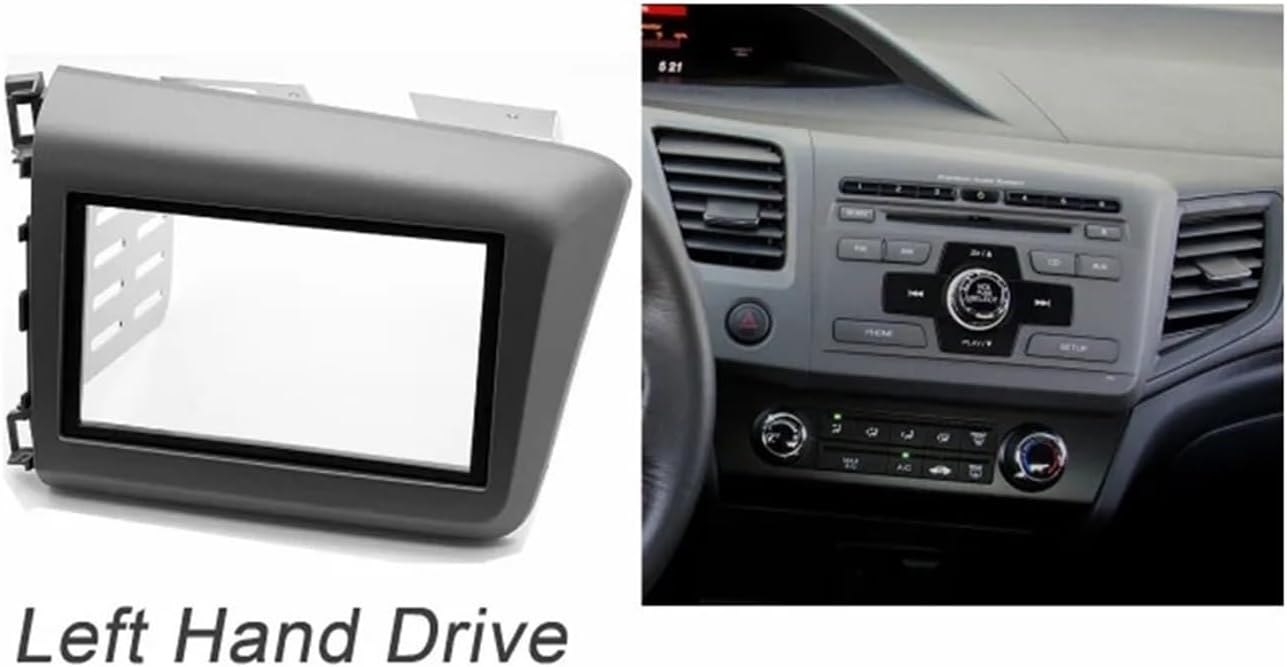 RPHXME Double Din Fascia Compatible with Honda Civic 2011-2013 Radio DVD Stereo CD Panel Dash Mounting Installation Trim Kit Face Frame LHD Bezel