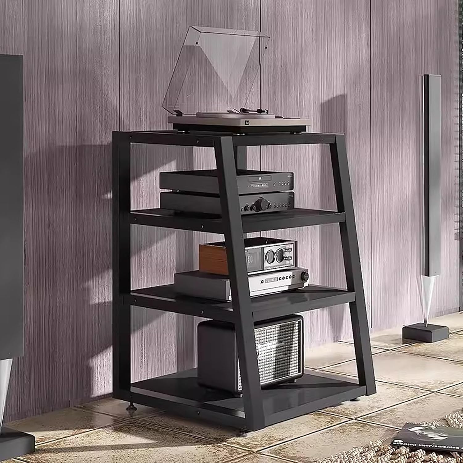 YLLFFLL 4-Tier Freestanding DVD Storage Stand - Media Stand