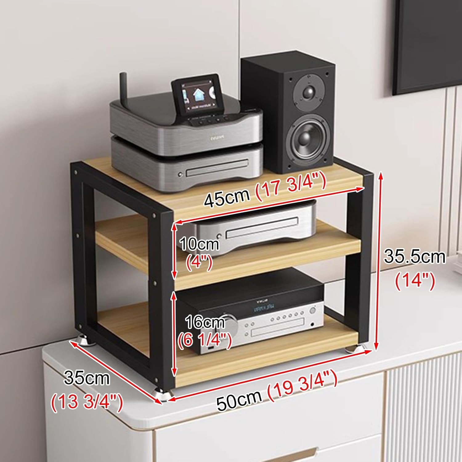 Blazea Small 3 Tier Audio Cabinet Rack