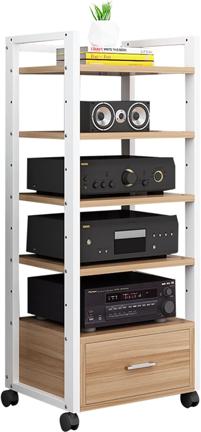 WUHUQN Audio-Video Media Stand Cabinet with Height Adjustable