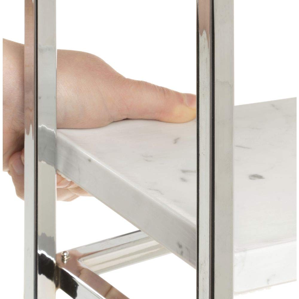 HUBERT Cerve Collection Chrome 3-Tier Buffet Stand with Marble Shelves