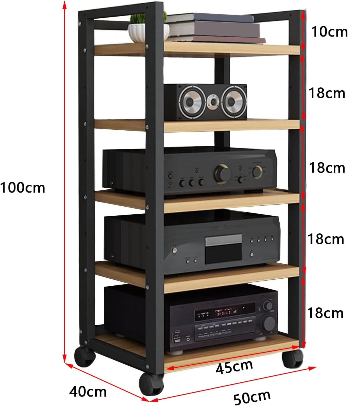 5-Tier Corner Wood Shelf with Wheels