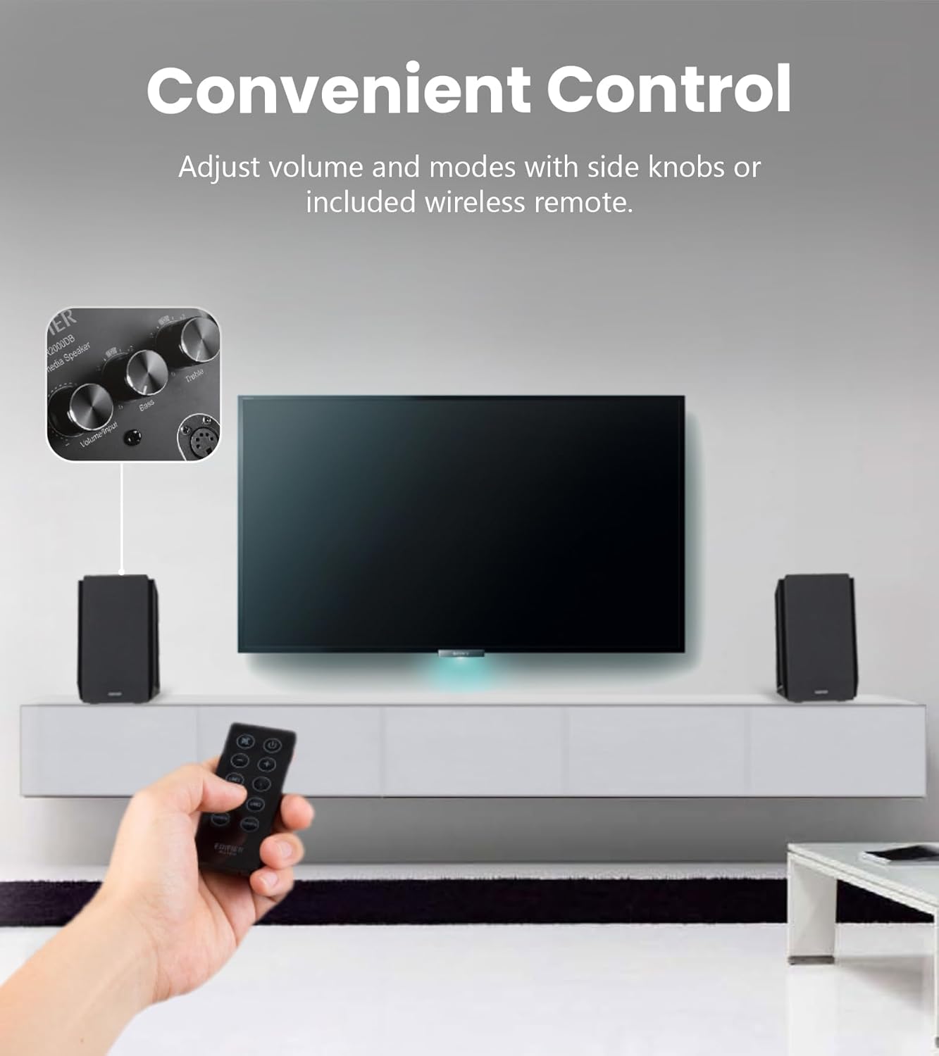 Edifier R2000DB Active Bluetooth Bookshelf Speakers - Optical Input - 2.0 Wireless Near-Field Studio Monitor Speaker - 120 Watts RMS with 53 Large Woofer Black