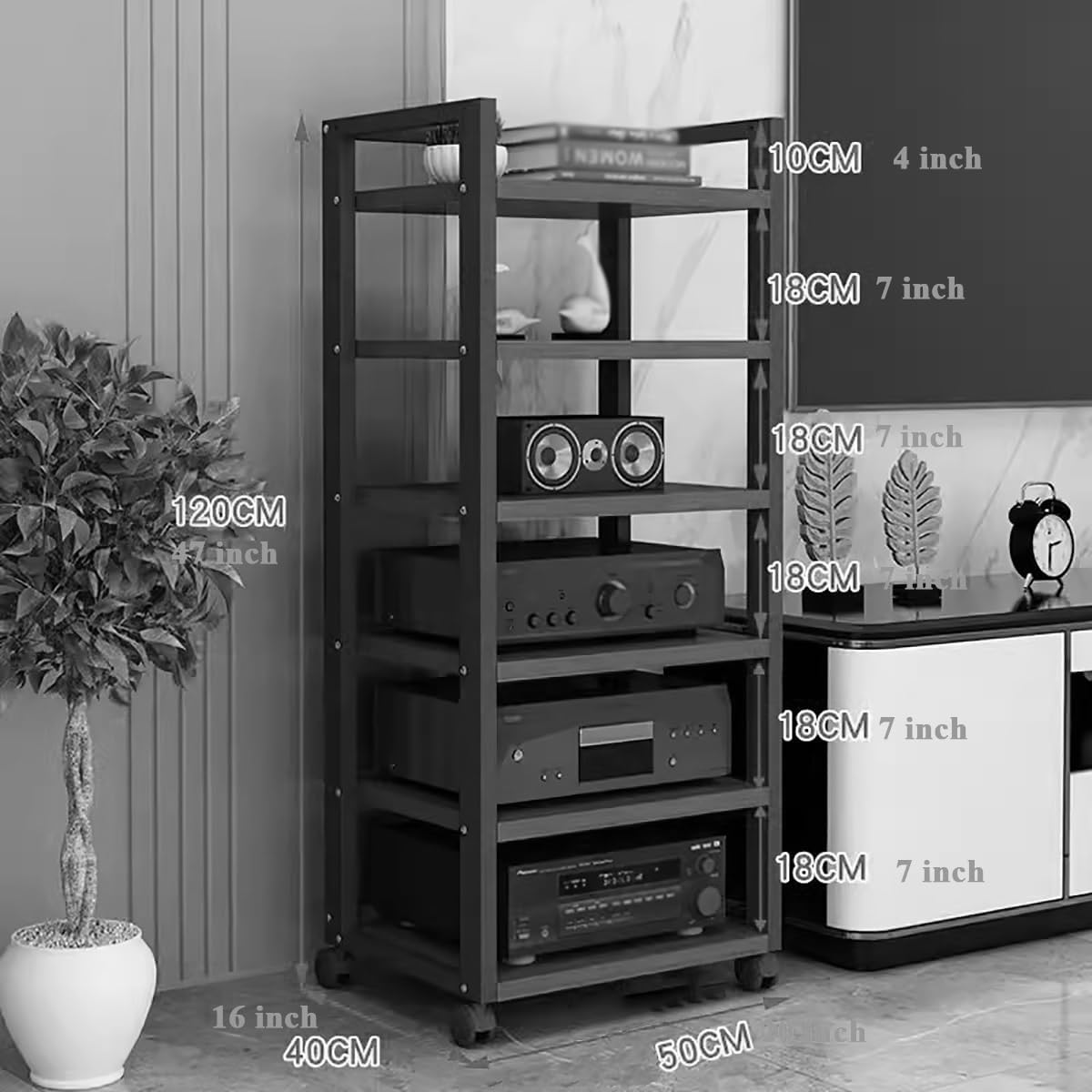 6 Tier AV Media Stand Audio/Video Rack Tower