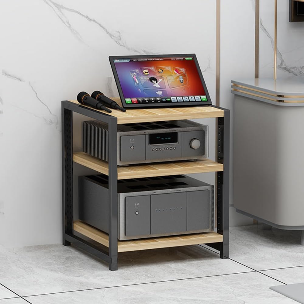 PPOIUYK Record Player Stand 3-Tier AV Media Rack Floor-Standing Hi-Fi Tower