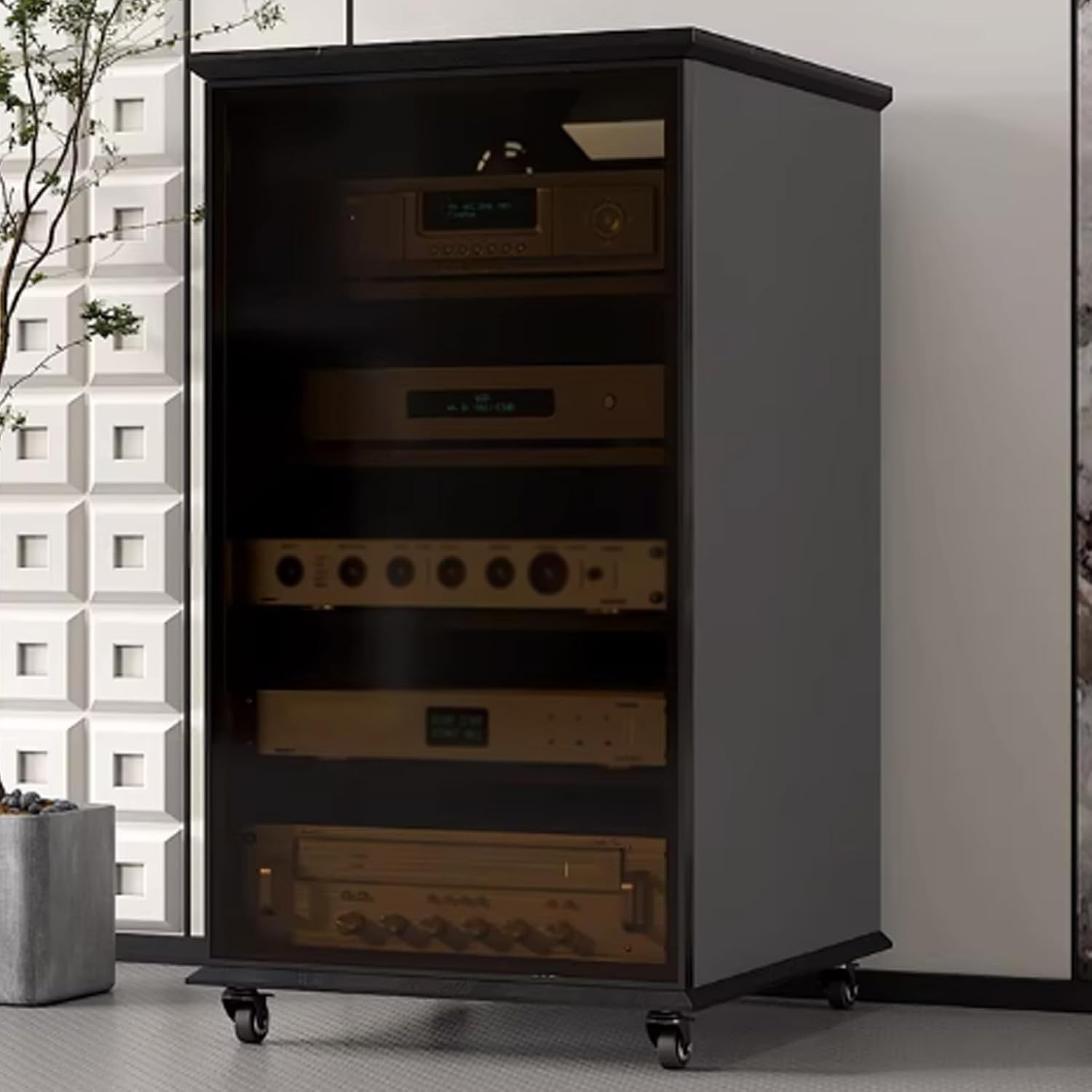 YUGXTH AV Stereo Media Storage Cabinet Adjustable Shelves