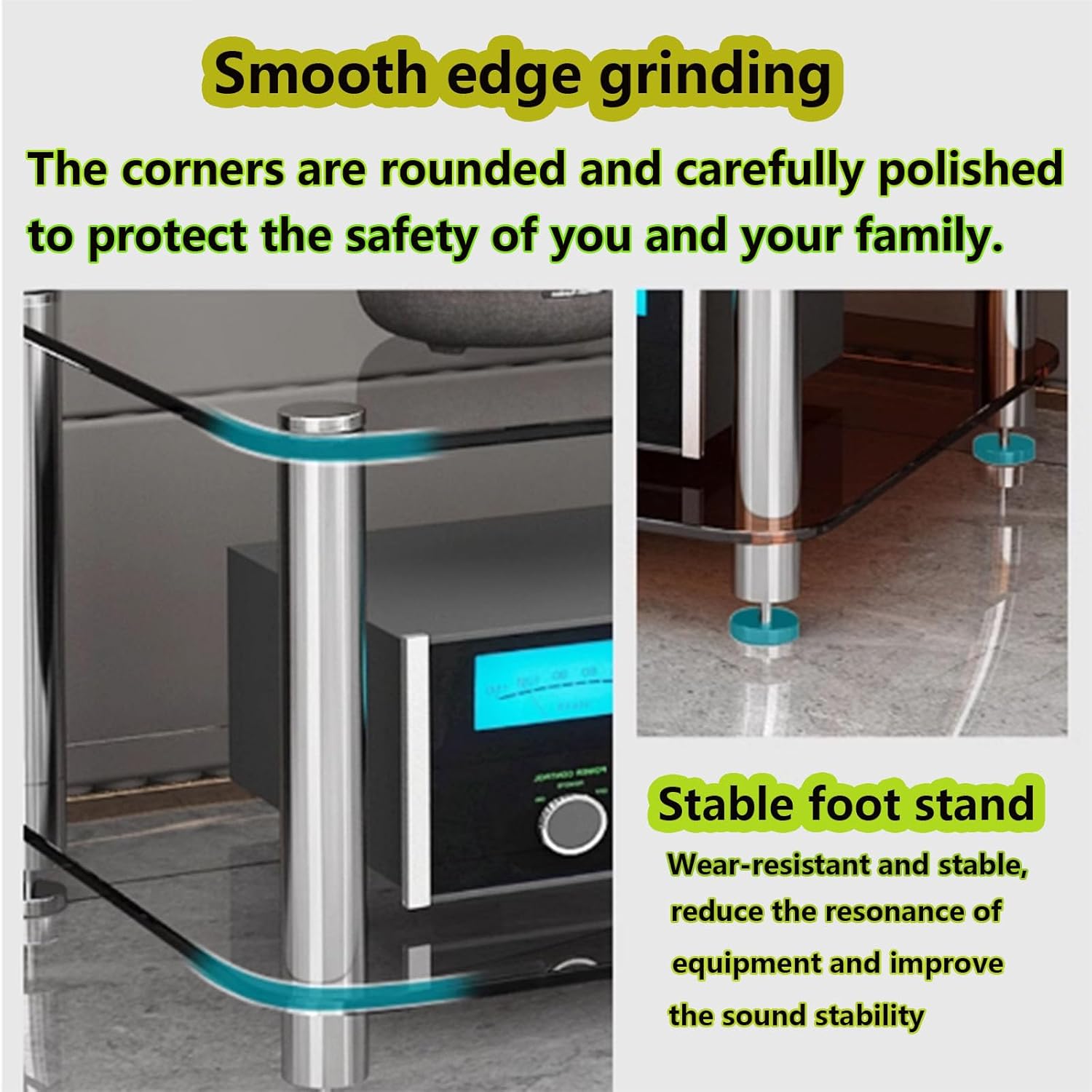 AV Media Stand Display Rack - 1/2/3/4 Tier Audio/Video Console Cabinet with Tempered Glass