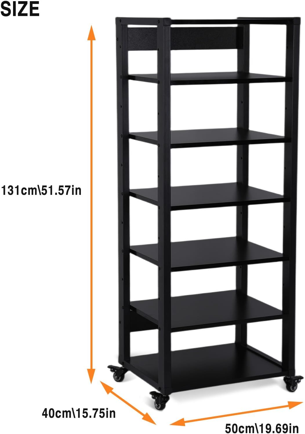 Media Storage Shelf with Wheel Audio Media Stand Adjustable Media Console Cabinet Shelf Heavy Duty for CD Record Player Stereo Receiver AV Equipment