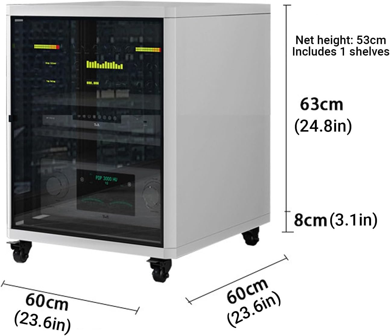 TUPAFJU Av/Stereo/Media Component Glass Cabinet