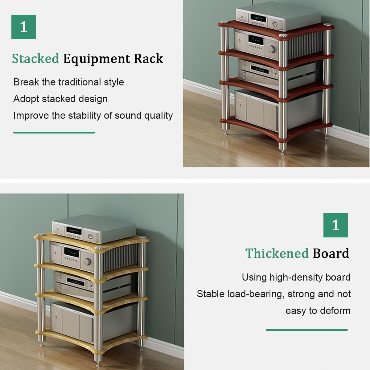 UYCVT 3 Tier Wooden Av Media Stand Component Cabinet Modern Stereo Cabinet Audio Rack Tower for Cd Player Corner Shelf for Home Theater System Black 60 Inch Audio Rack Tower Fu-White-60 * 48 * 10cm