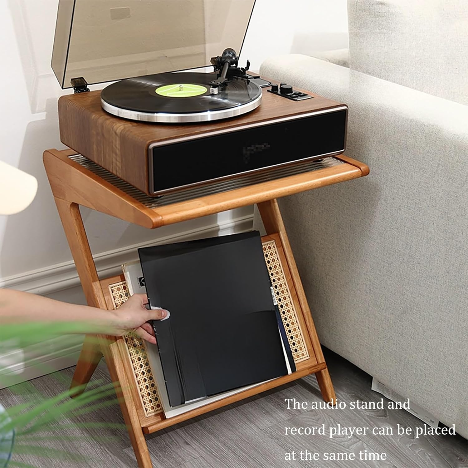 JIAOCKJIAO Bamboo Record Player Stand