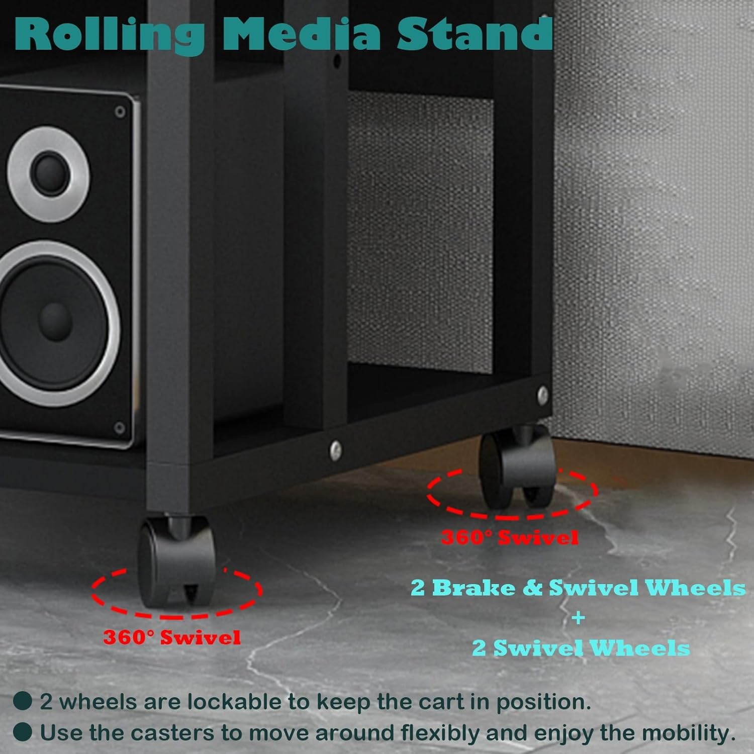 LXLZYXSF 4 3 2 Tier Mobile Stereo Components Rack AV Media Stand