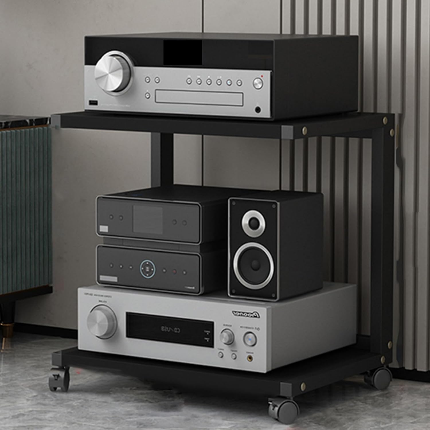 Modern Stereo Stand with Wheels