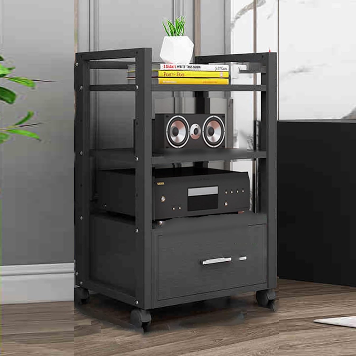 KUKIXKK with Wheels Audio-Video Media Stand Design